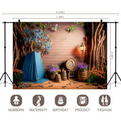 LB0465 Vintage Glamping Tent Backdrop