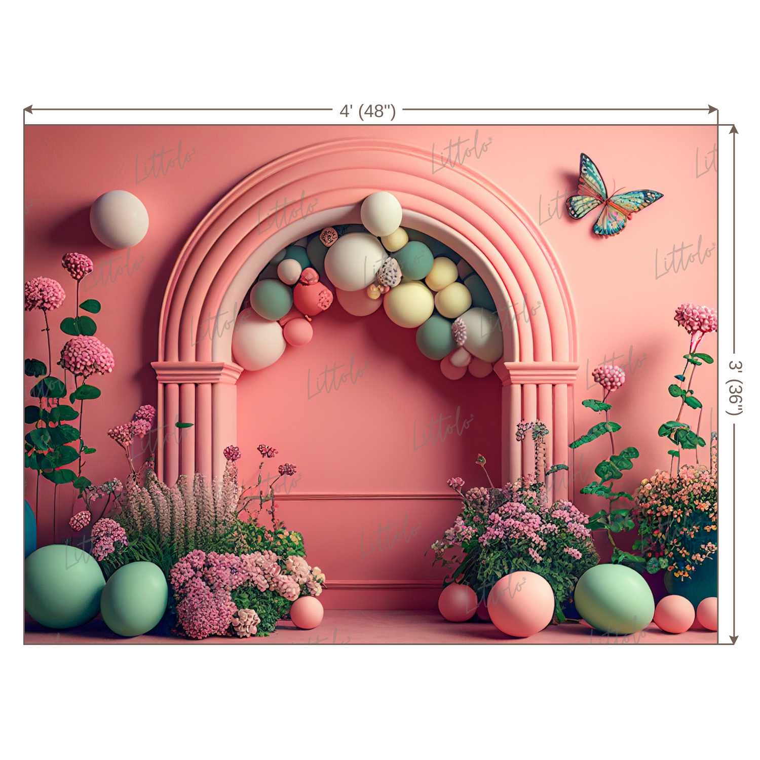 LB0471 Floral Balloons Garland Doorway Theme Backdrop