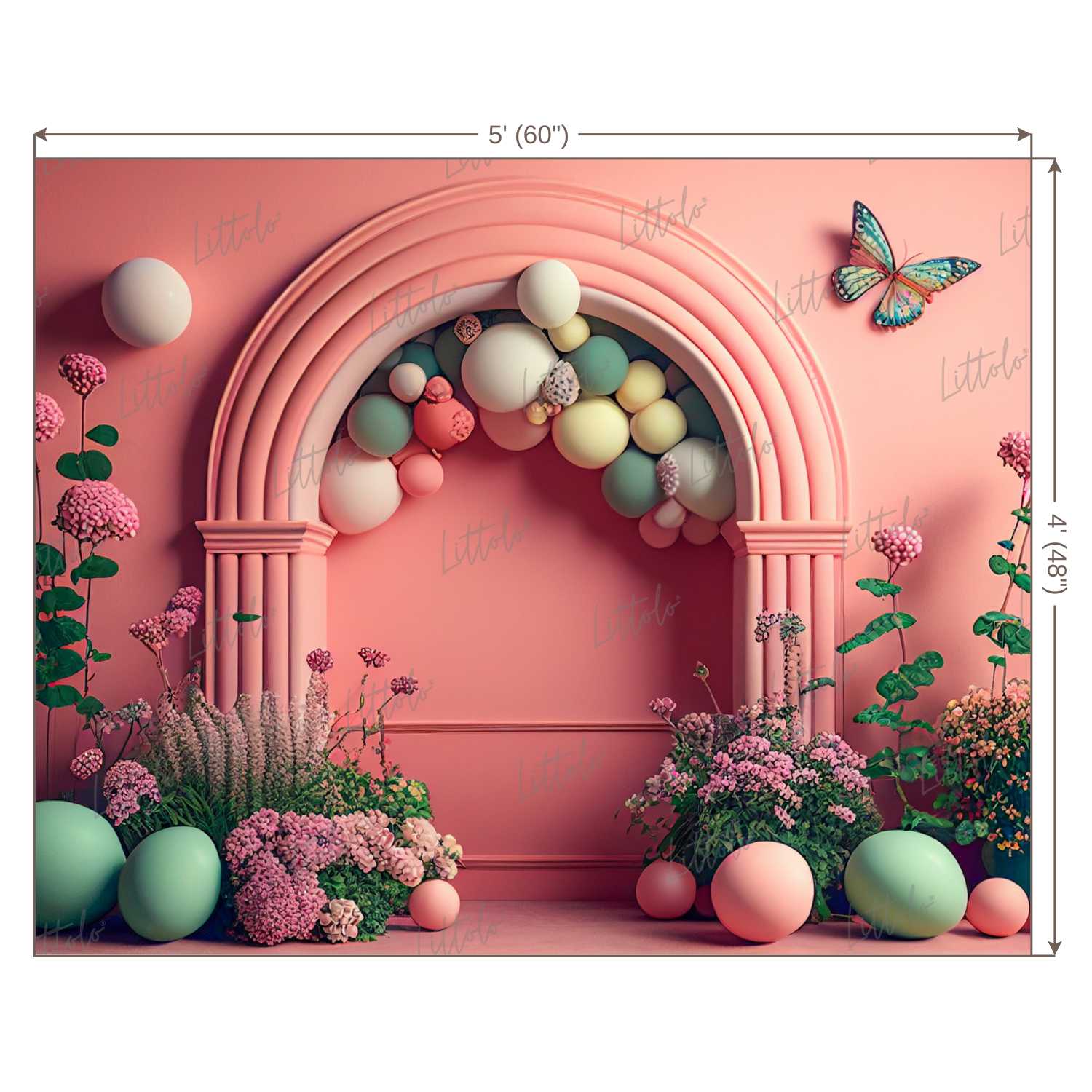 LB0471 Floral Balloons Garland Doorway Theme Backdrop