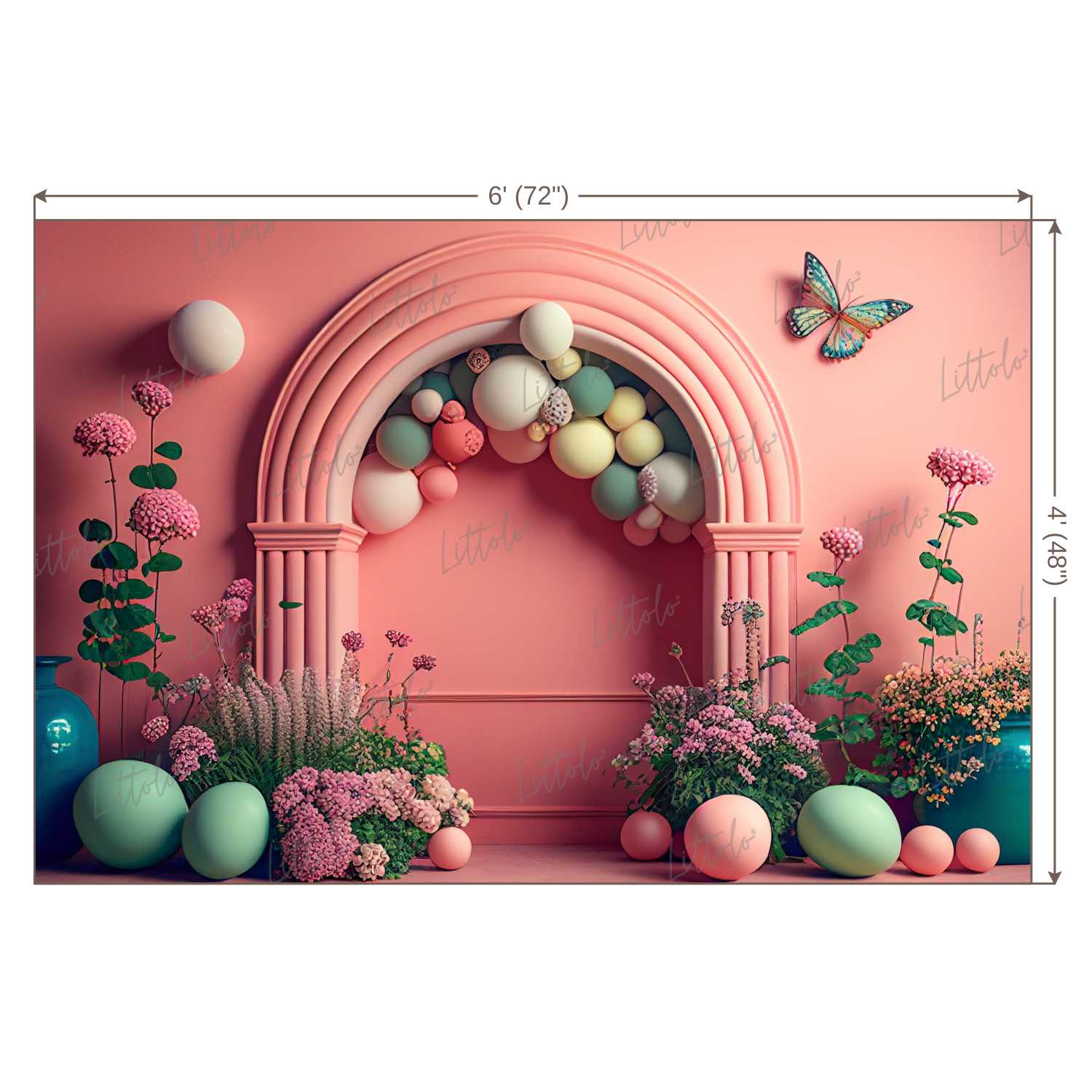 LB0471 Floral Balloons Garland Doorway Theme Backdrop