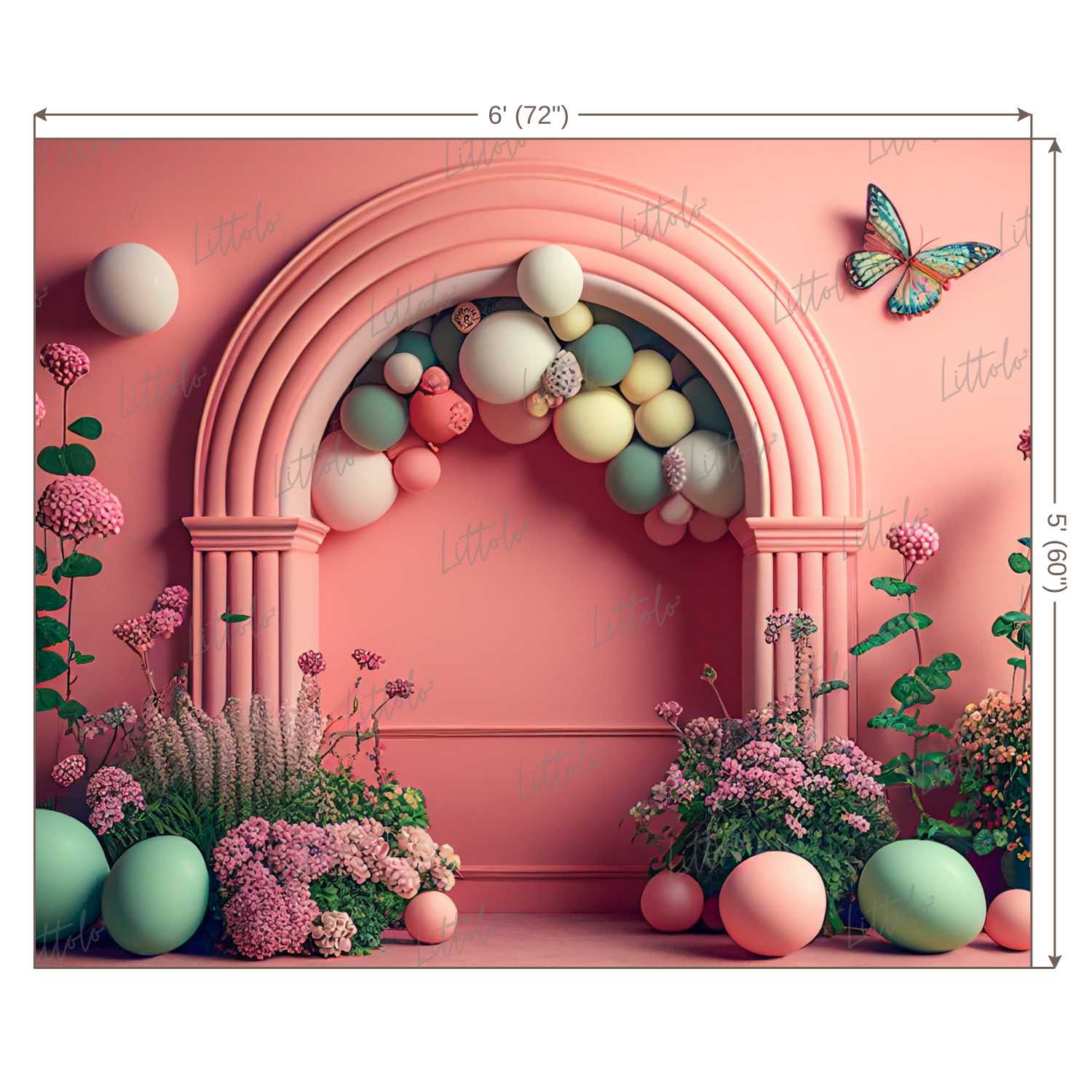 LB0471 Floral Balloons Garland Doorway Theme Backdrop