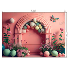 LB0471 Floral Balloons Garland Doorway Theme Backdrop