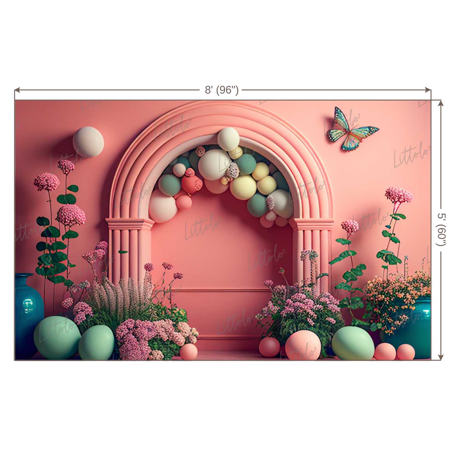 LB0471 Floral Balloons Garland Doorway Theme Backdrop