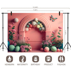 LB0471 Floral Balloons Garland Doorway Theme Backdrop