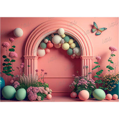 LB0471 Floral Balloons Garland Doorway Theme Backdrop