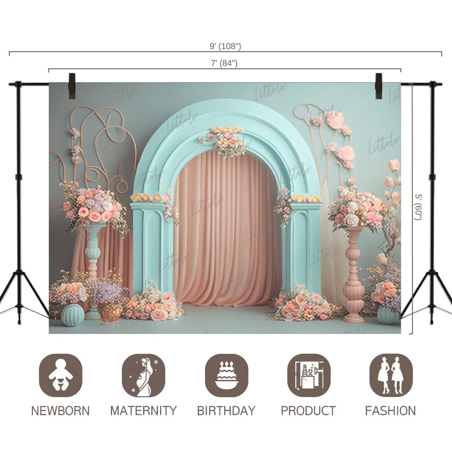 LB0478 Floral Doorway Theme Backdrop