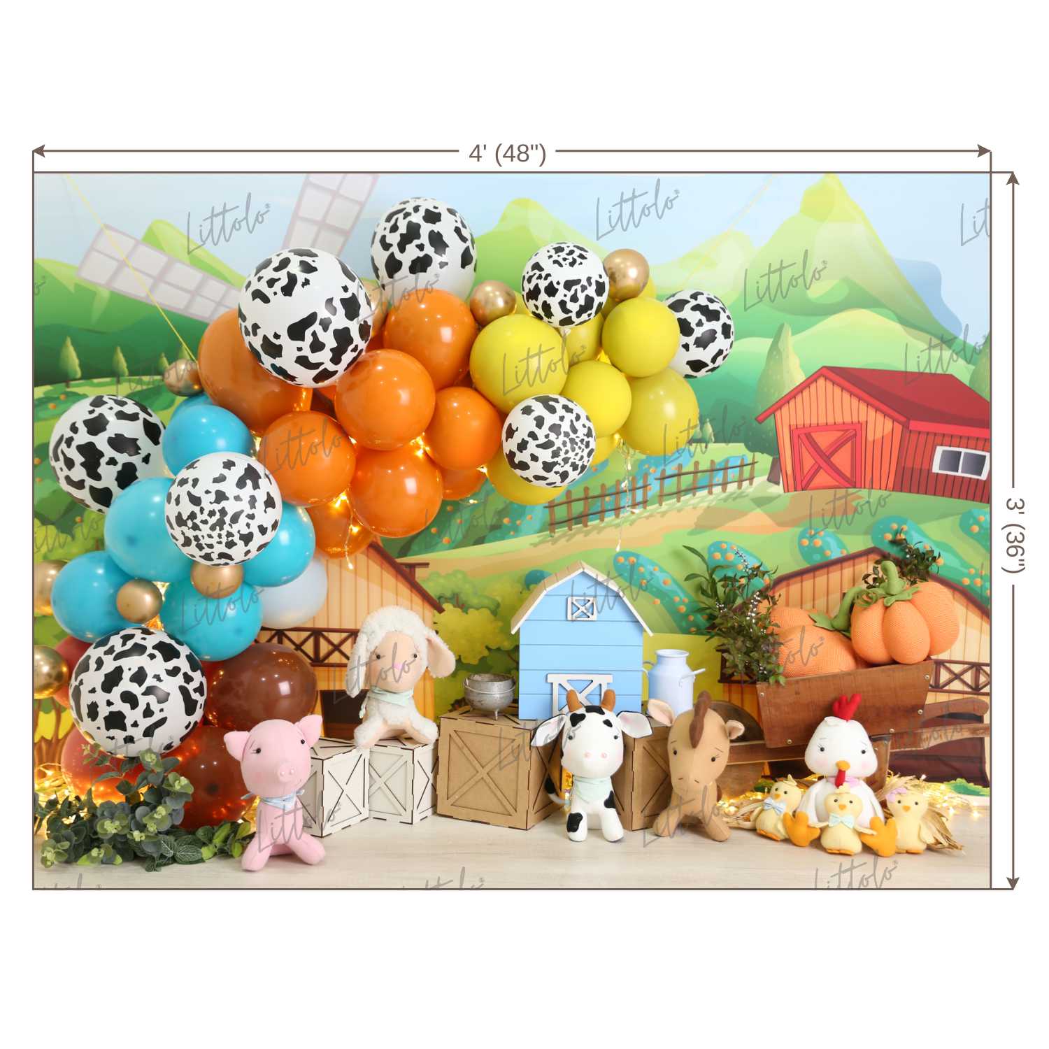 LB0479 Farm Barnyard Garland Theme Backdrop