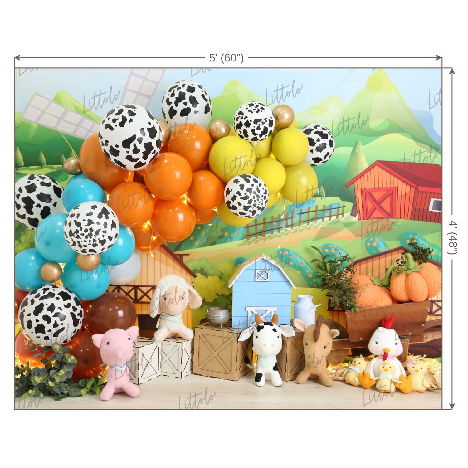 LB0479 Farm Barnyard Garland Theme Backdrop