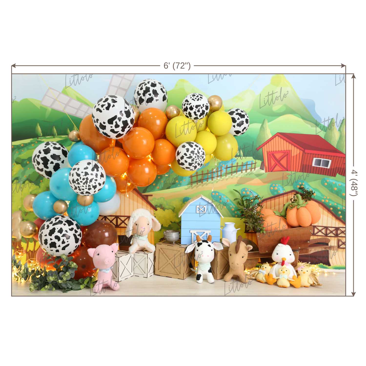 LB0479 Farm Barnyard Garland Theme Backdrop