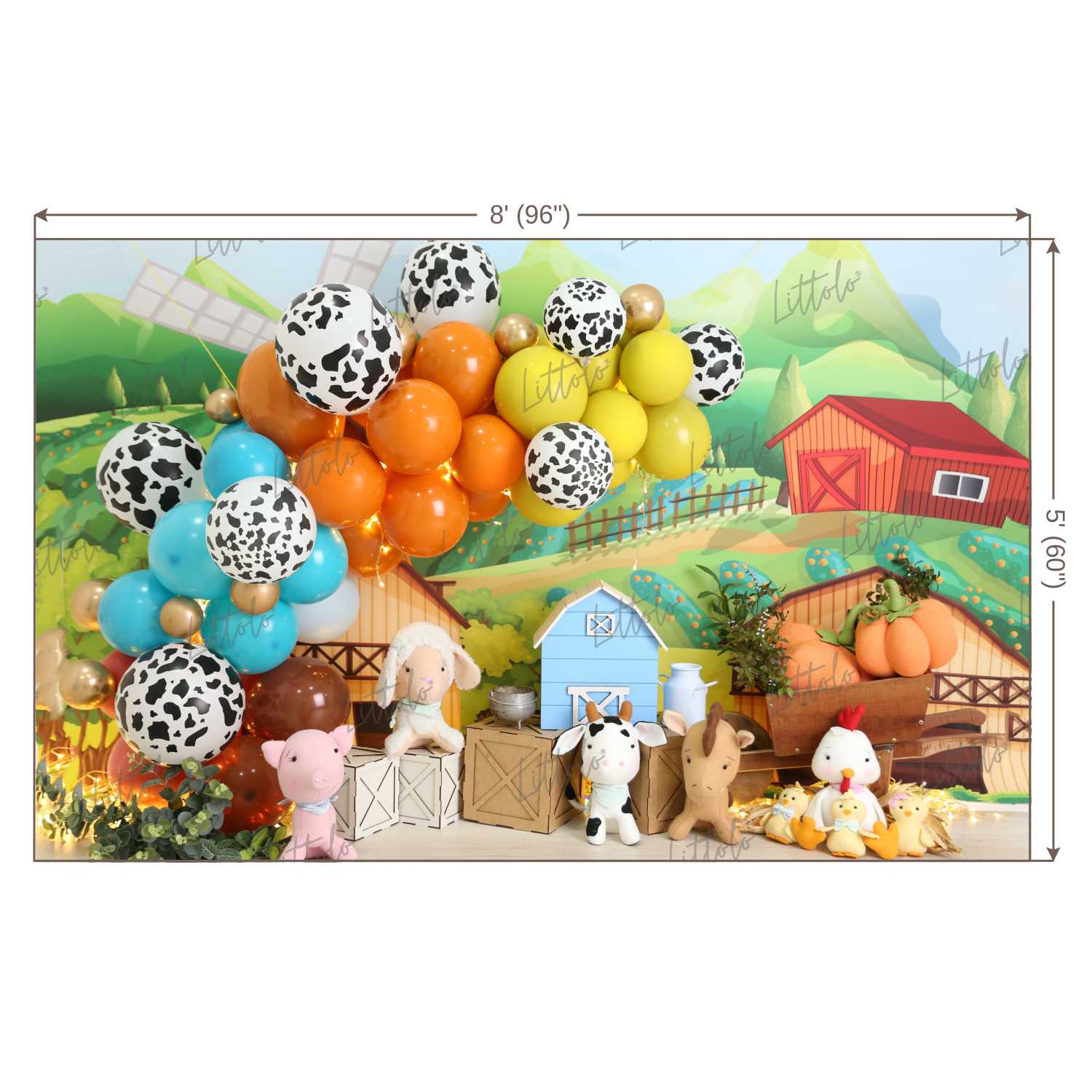 LB0479 Farm Barnyard Garland Theme Backdrop