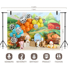 LB0479 Farm Barnyard Garland Theme Backdrop