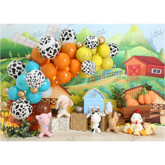 LB0479 Farm Barnyard Garland Theme Backdrop