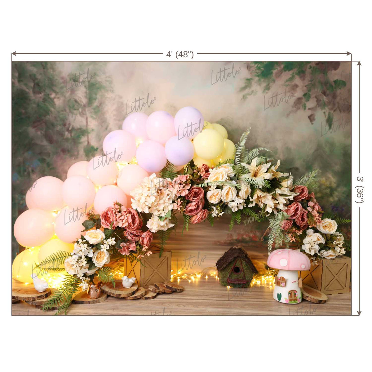 LB0481 Floral Garland Balloon Theme Backdrop