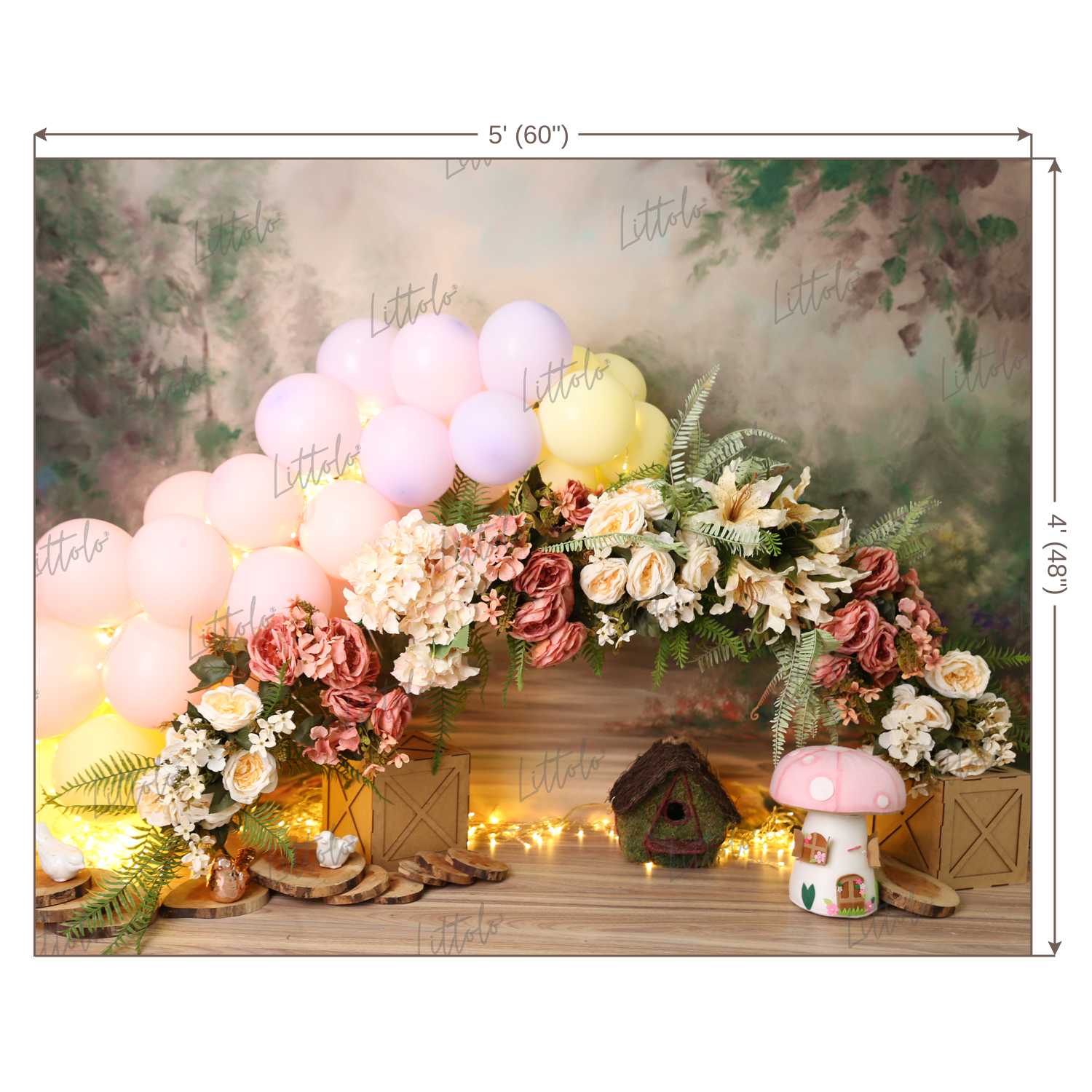 LB0481 Floral Garland Balloon Theme Backdrop