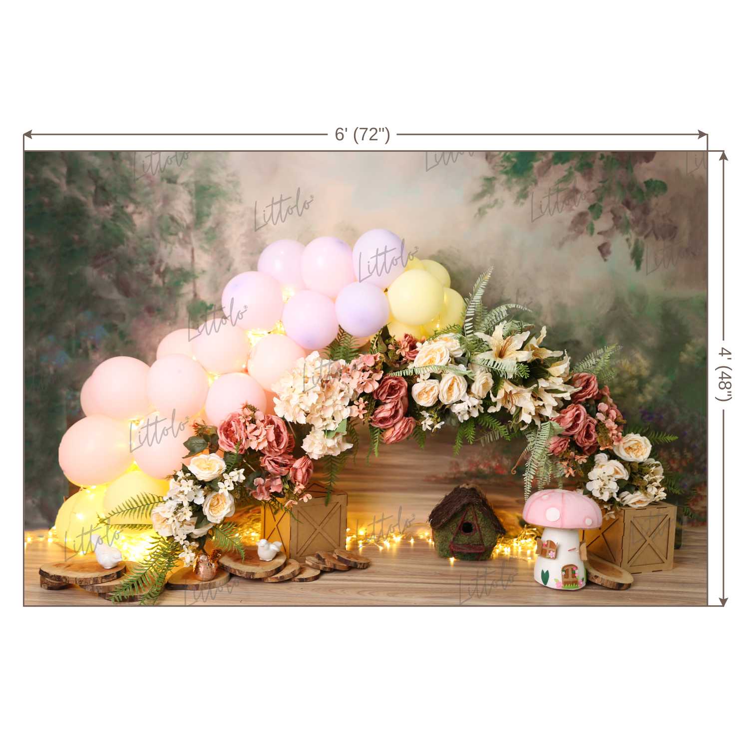 LB0481 Floral Garland Balloon Theme Backdrop