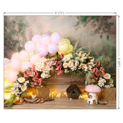 LB0481 Floral Garland Balloon Theme Backdrop