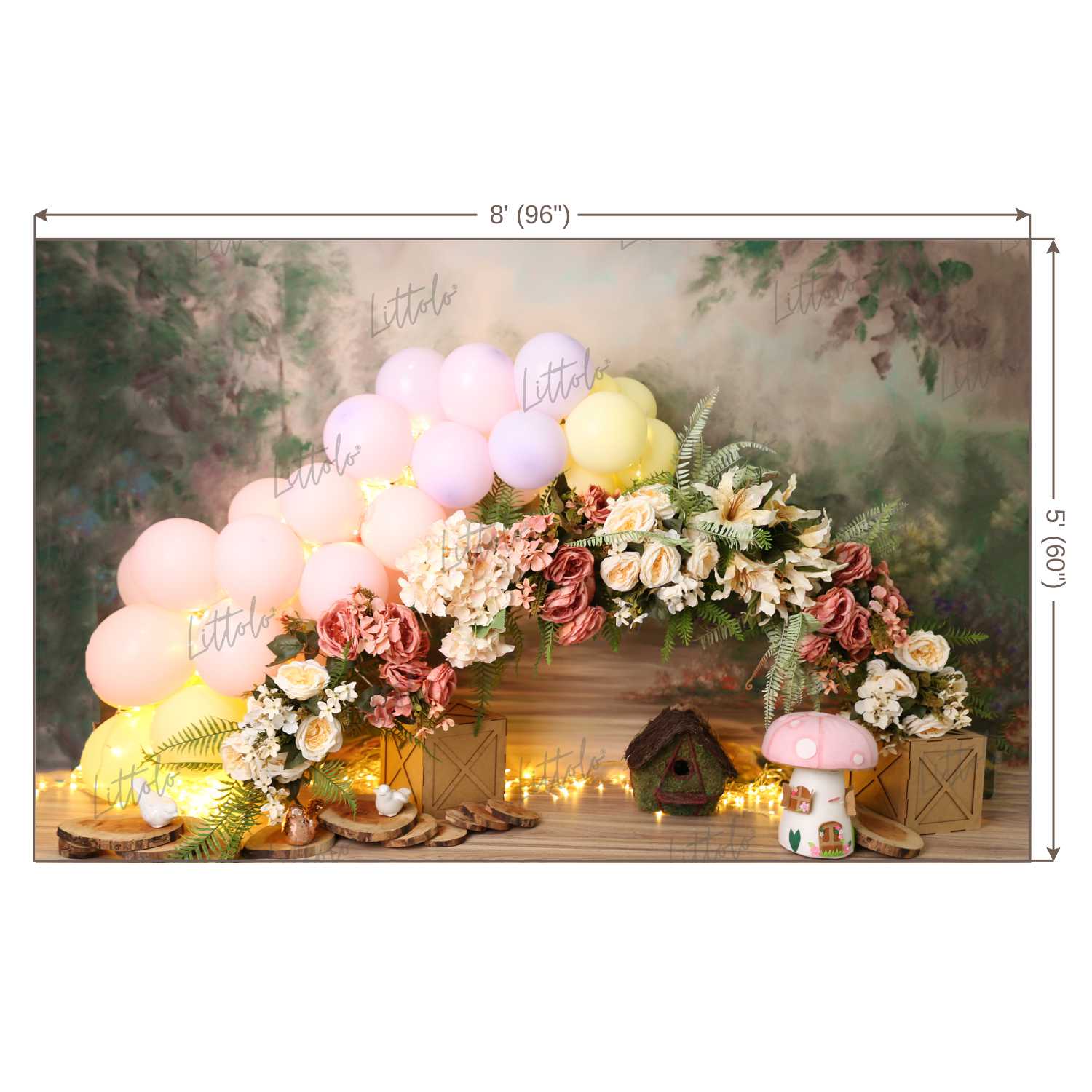 LB0481 Floral Garland Balloon Theme Backdrop