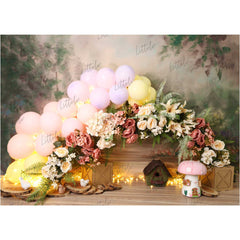 LB0481 Floral Garland Balloon Theme Backdrop