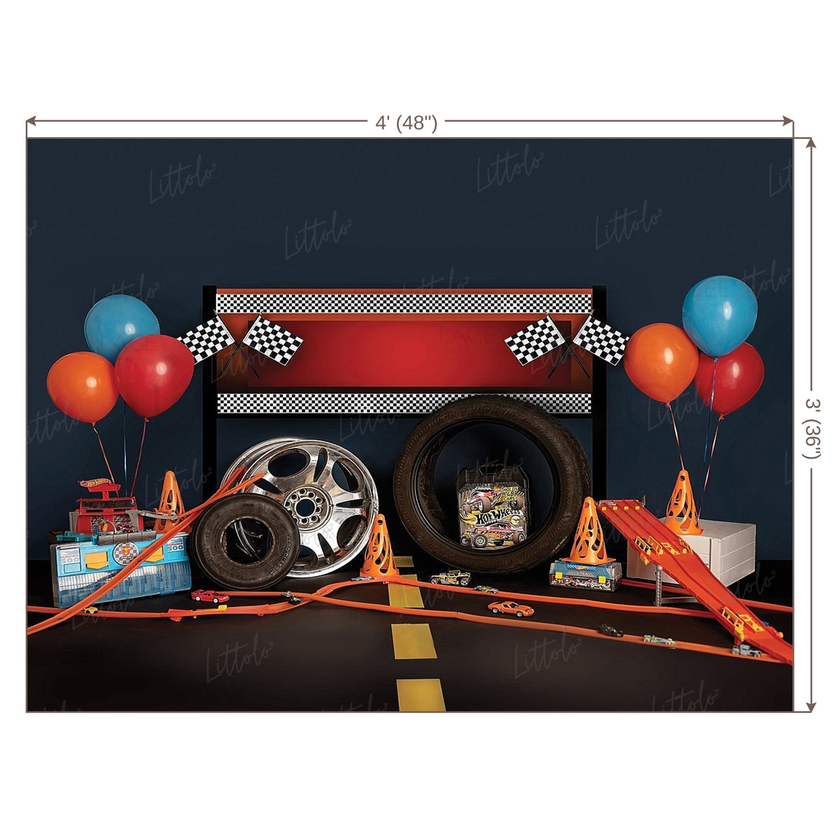 LB0484 Car Racing Theme Backdrop