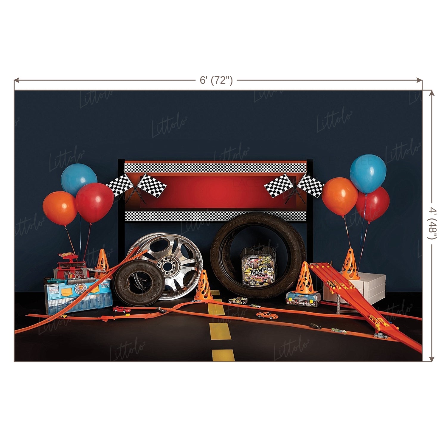 LB0484 Car Racing Theme Backdrop