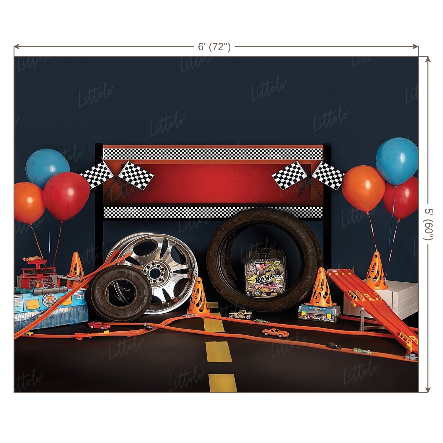 LB0484 Car Racing Theme Backdrop