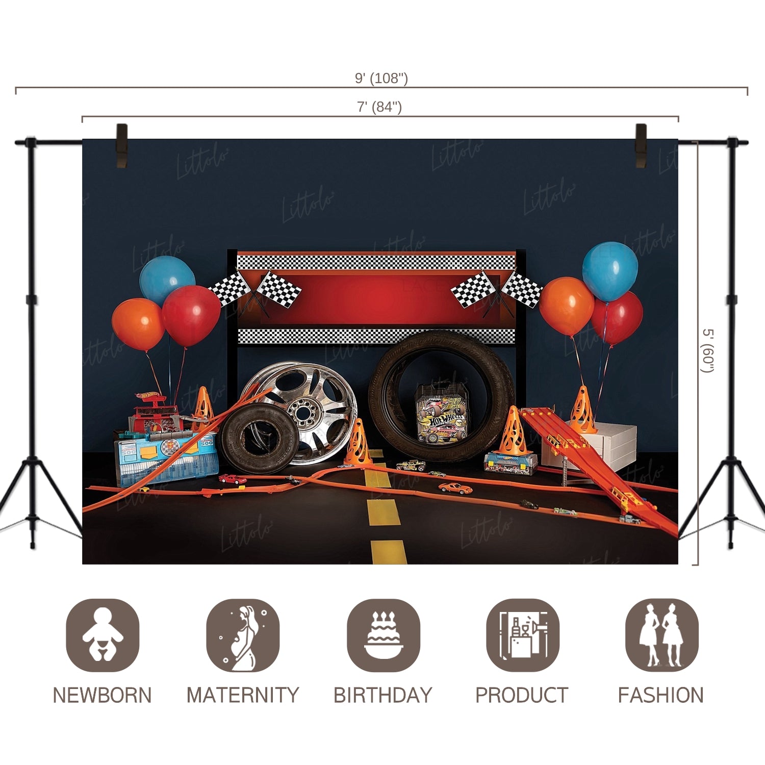 LB0484 Car Racing Theme Backdrop