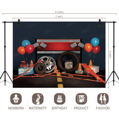 LB0484 Car Racing Theme Backdrop