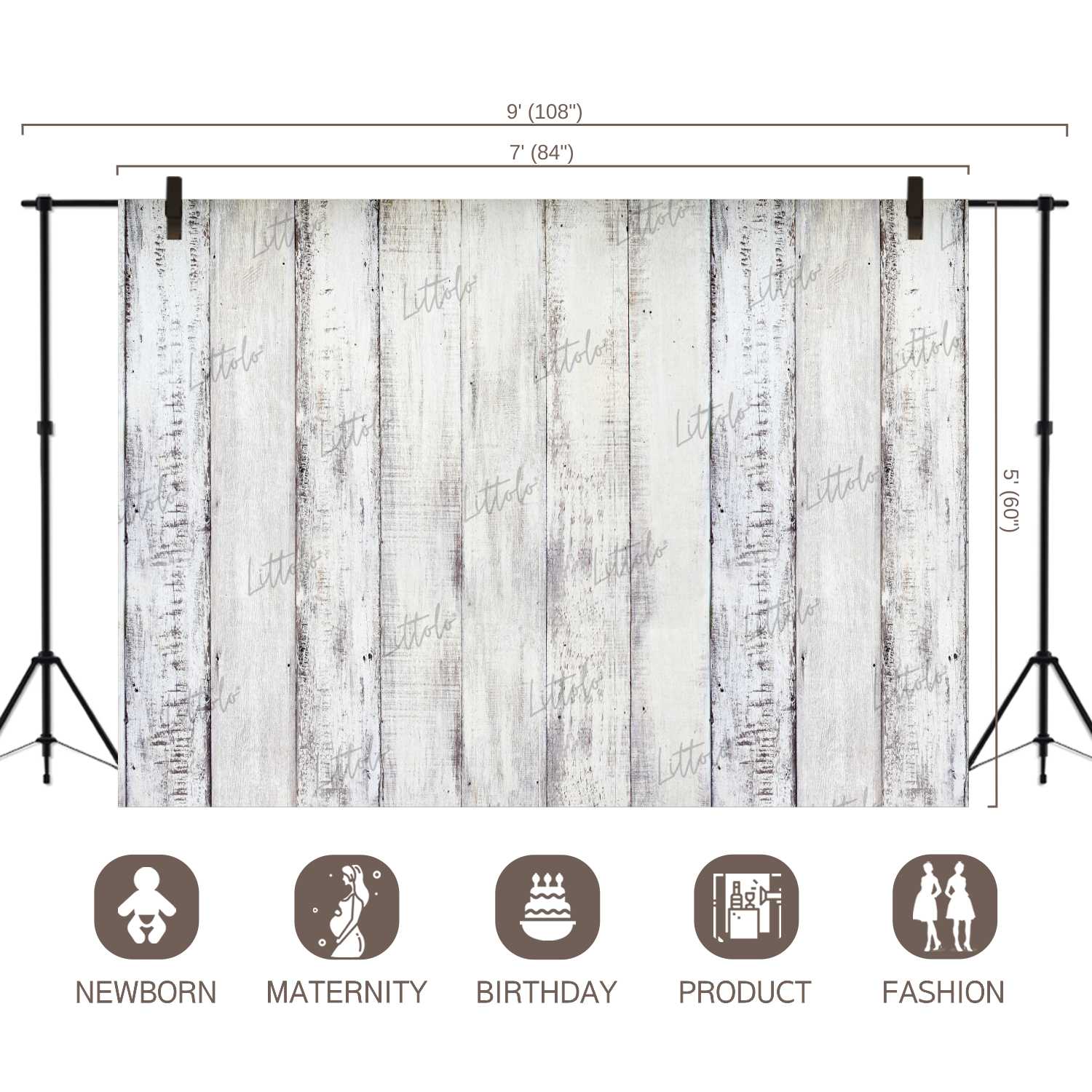 LB0486 Wooden White Plank Backdrop