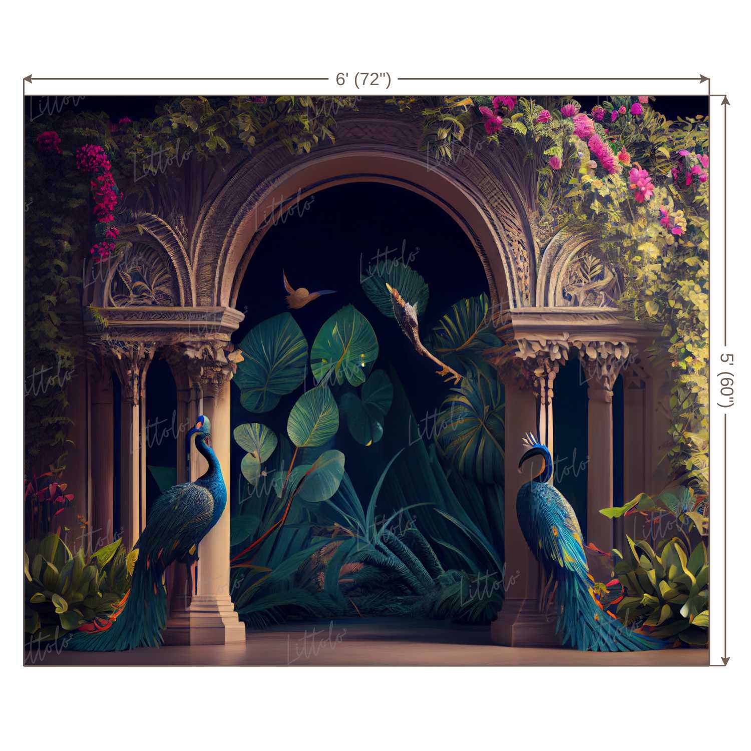 LB0493 Enchanted Doorway Peacock Theme Backdrop