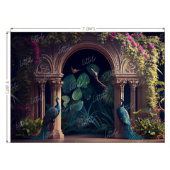 LB0493 Enchanted Doorway Peacock Theme Backdrop
