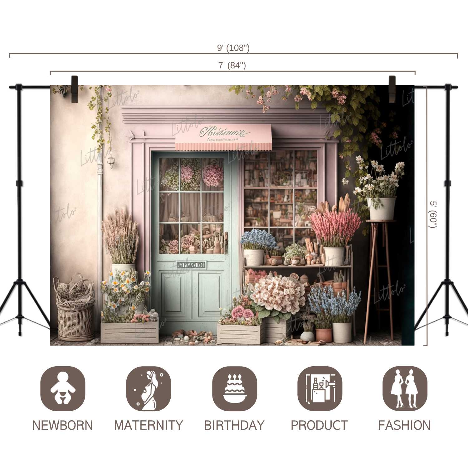 LB0495 Flower Shop Theme Backdrop