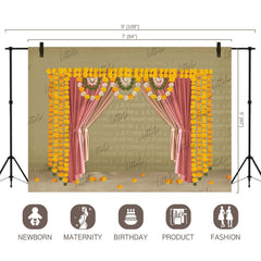 LB0513 Ganesha Ganpati Backdrop 7x5 Feet | Light Taupe | RTS