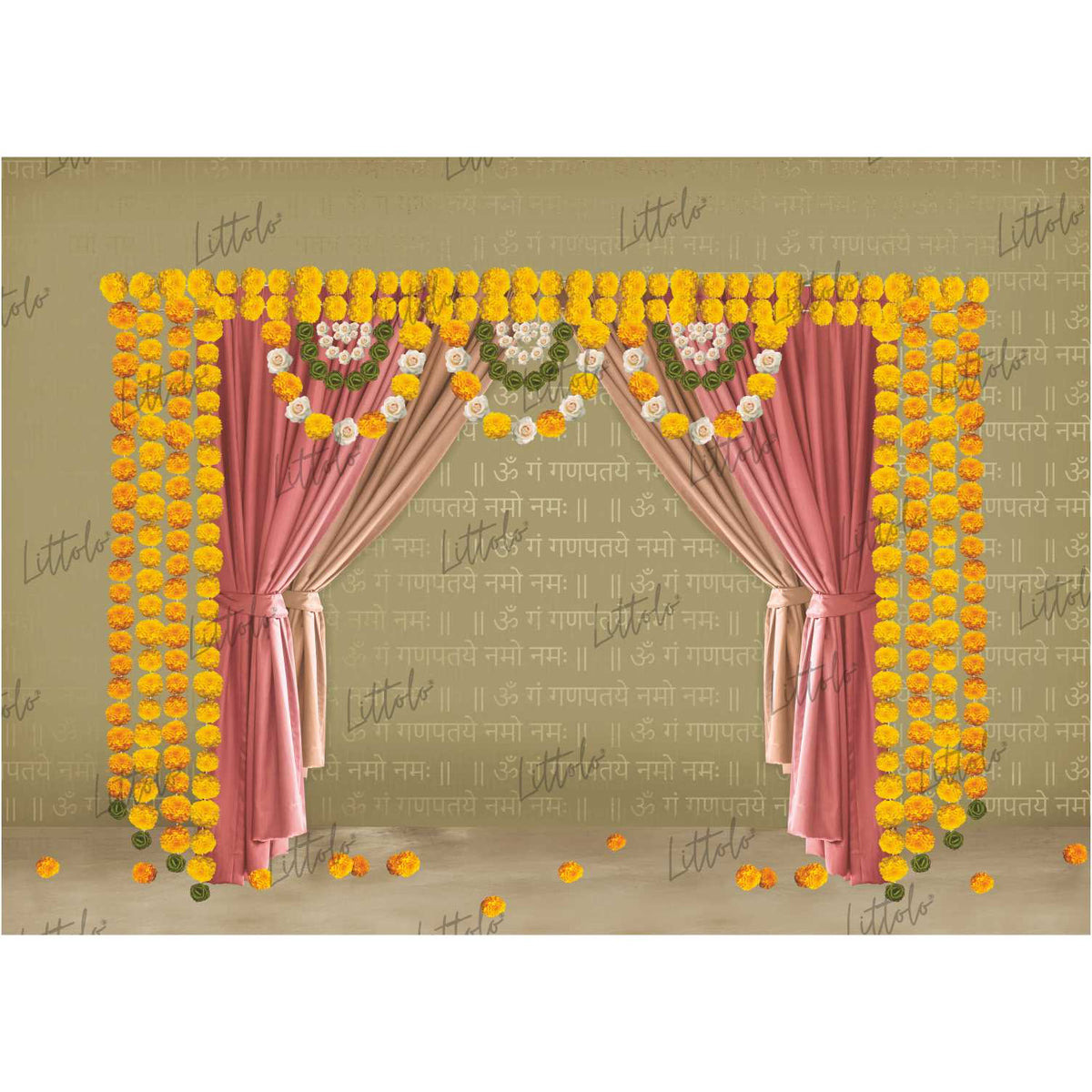 LB0513 Ganesha Ganpati Backdrop 7x5 Feet | Light Taupe | RTS