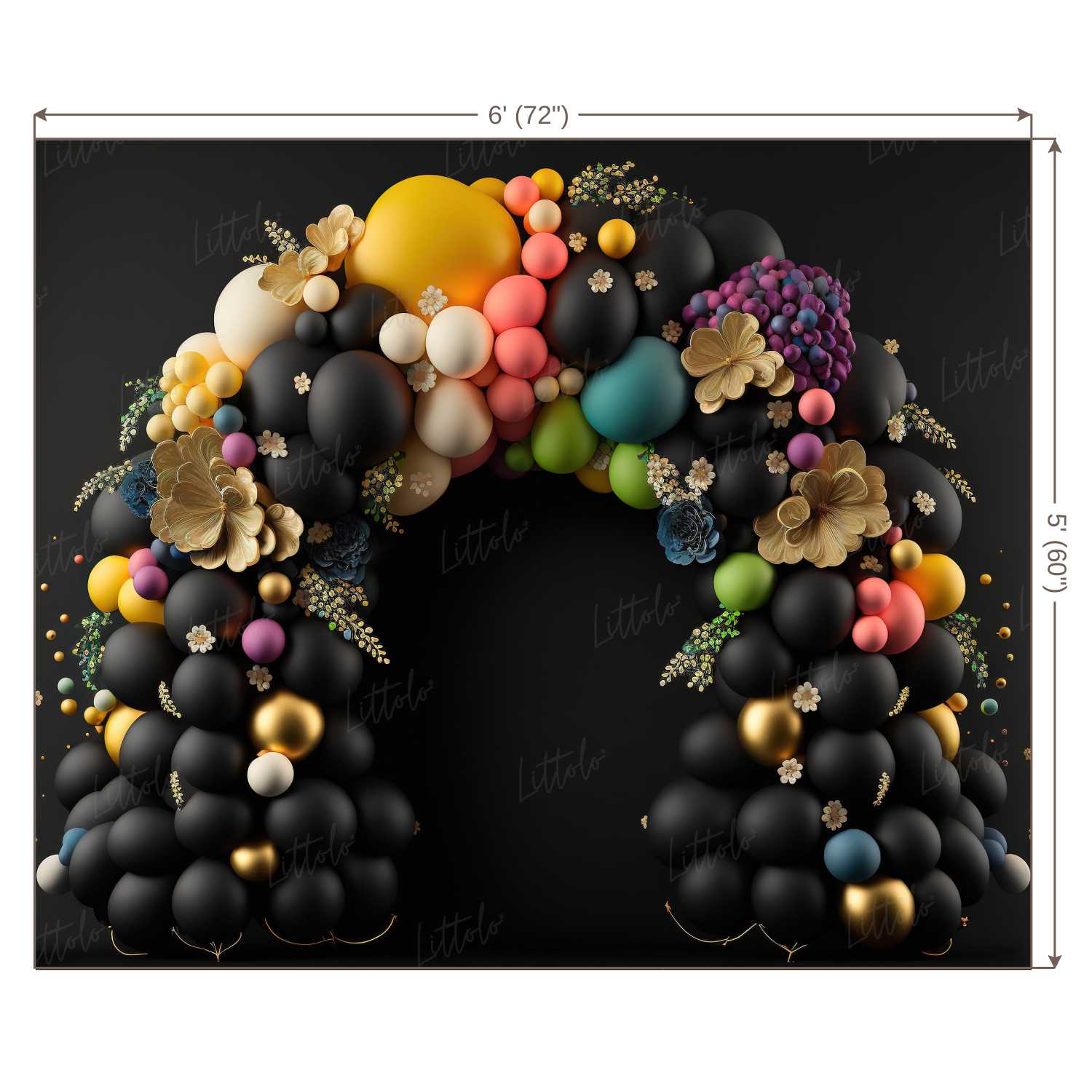 LB0520 Balloons Garland Floral Backdrop