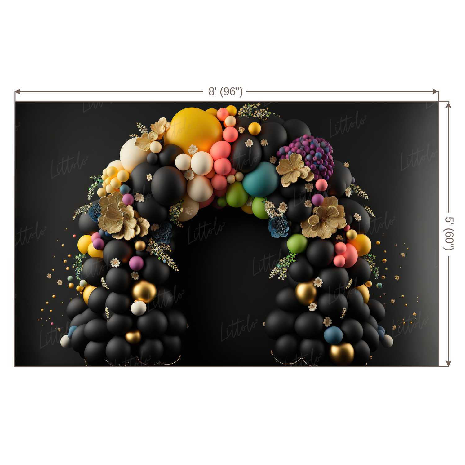 LB0520 Balloons Garland Floral Backdrop