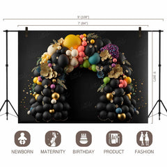 LB0520 Balloons Garland Floral Backdrop