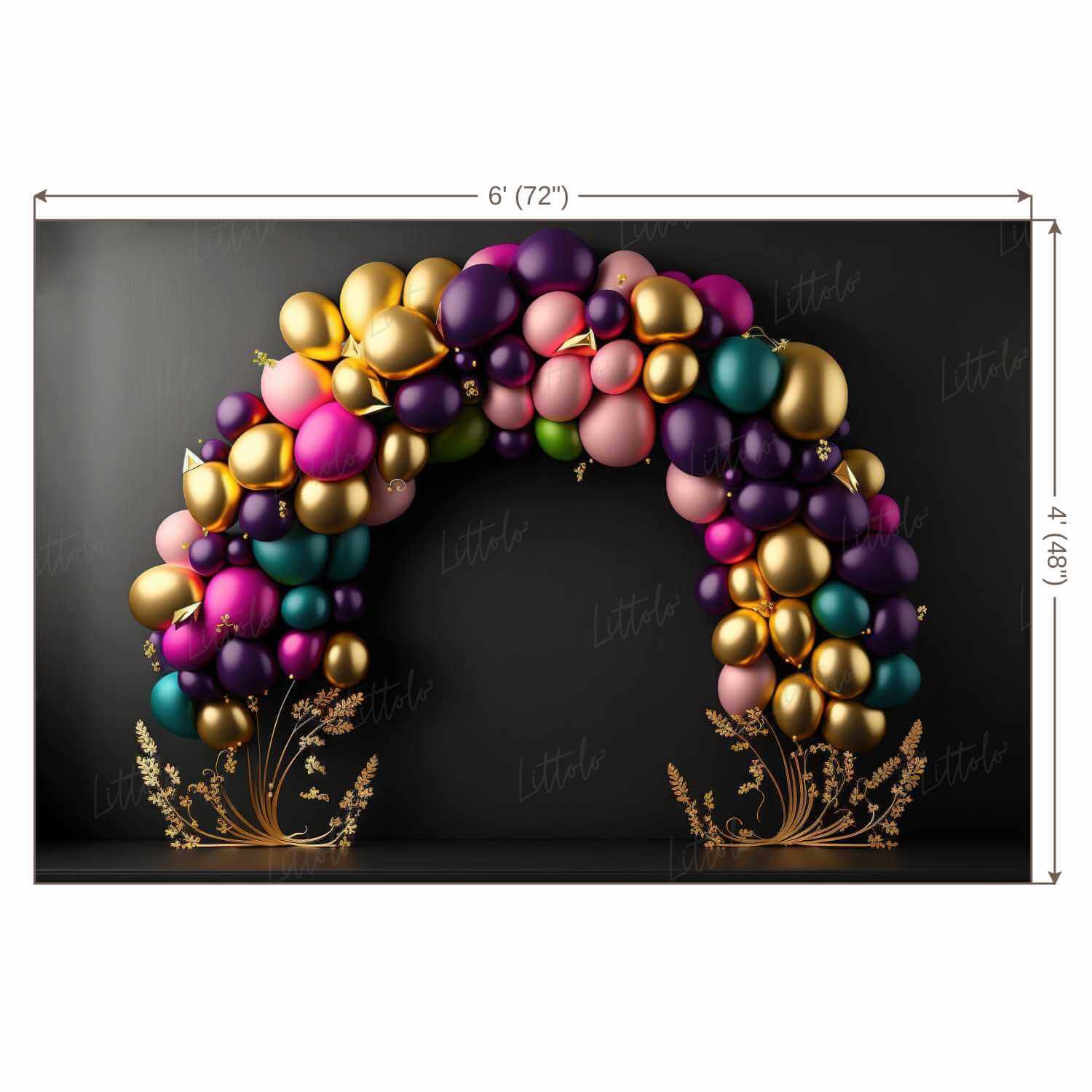 LB0521 Balloons Garland Floral Backdrop