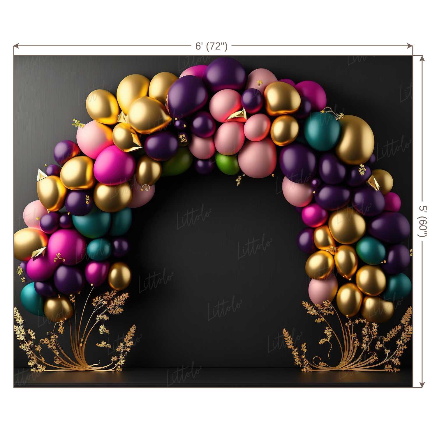 LB0521 Balloons Garland Floral Backdrop