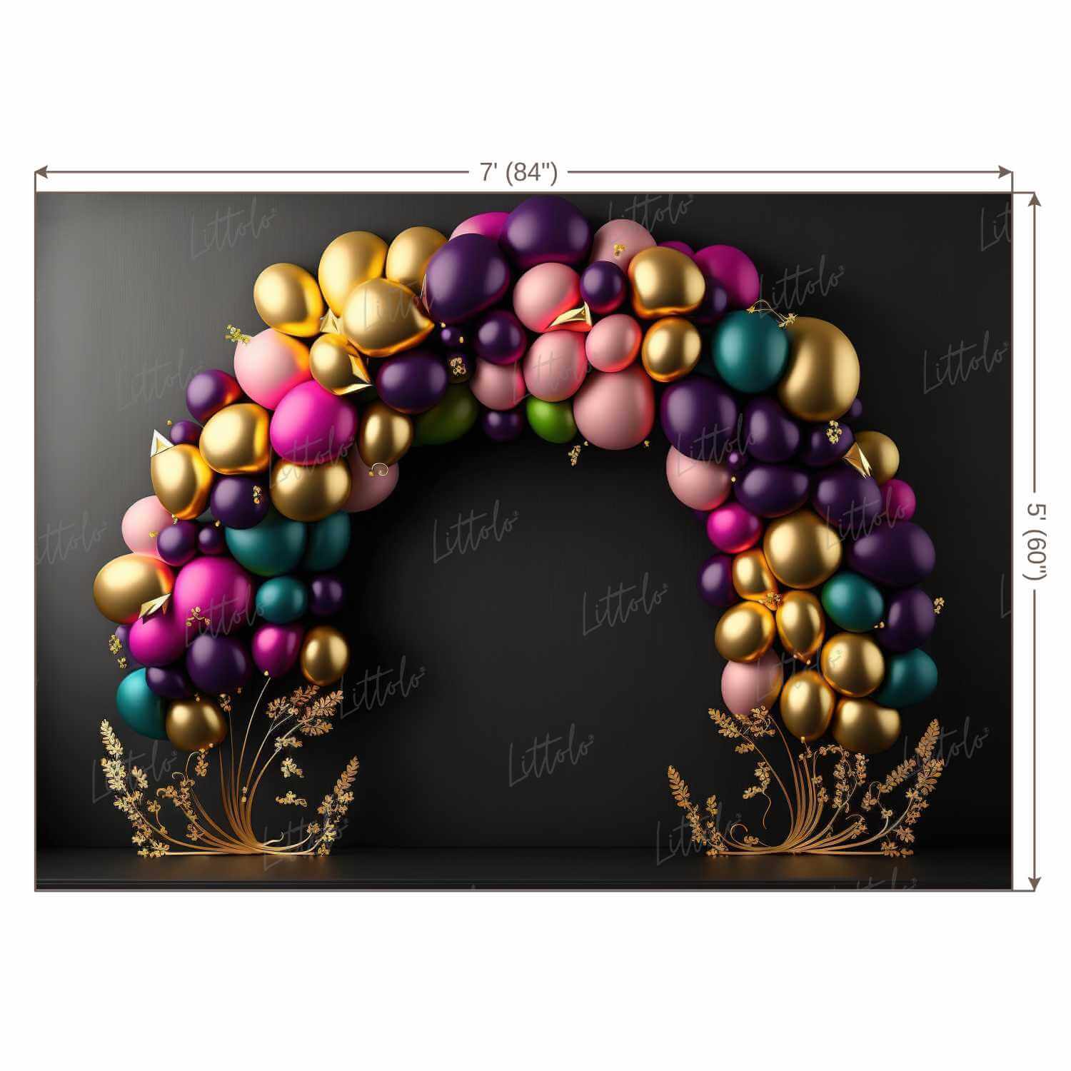 LB0521 Balloons Garland Floral Backdrop