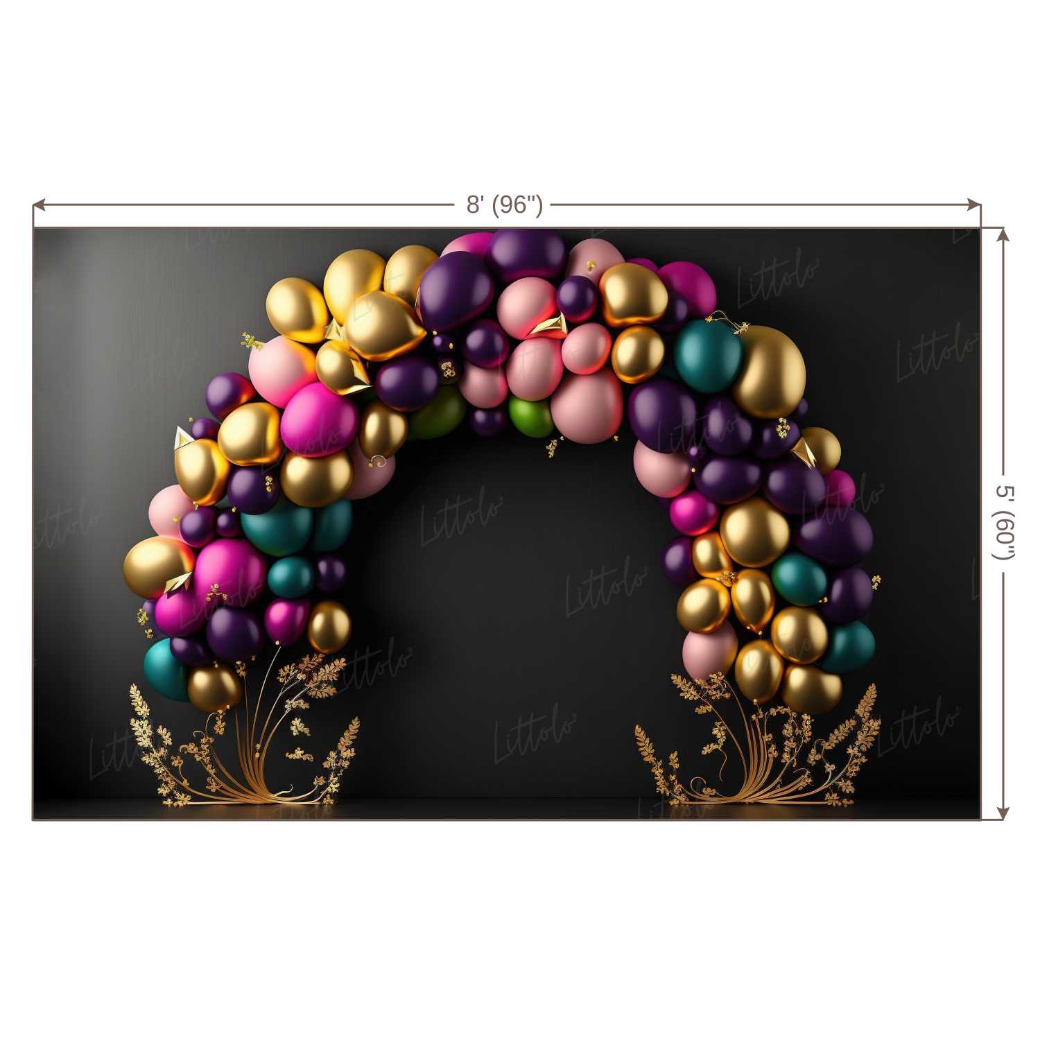 LB0521 Balloons Garland Floral Backdrop