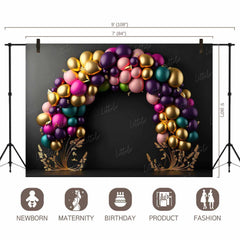 LB0521 Balloons Garland Floral Backdrop