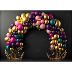 LB0521 Balloons Garland Floral Backdrop