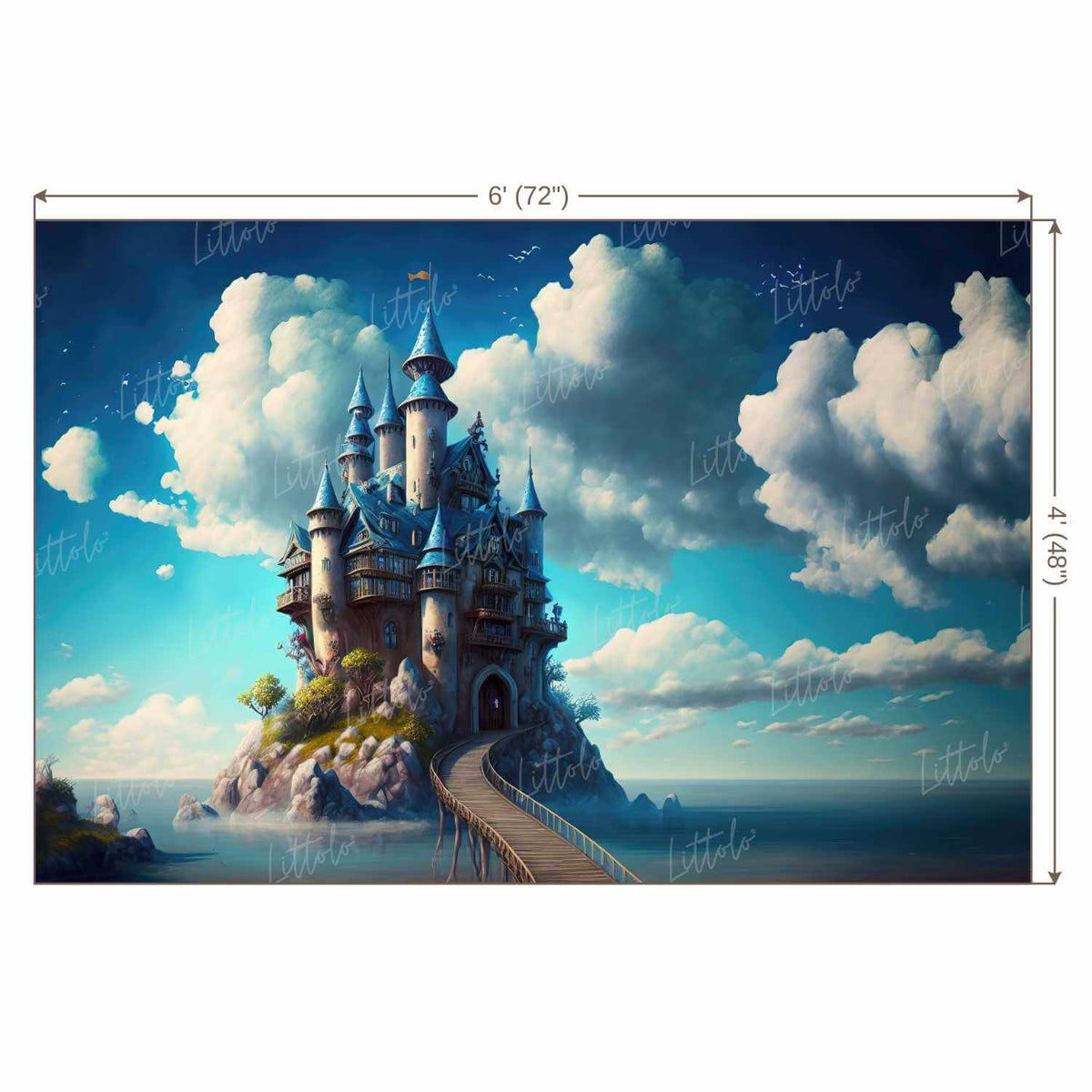 LB0522 Fairytale Princess Prince Castle Backdrop