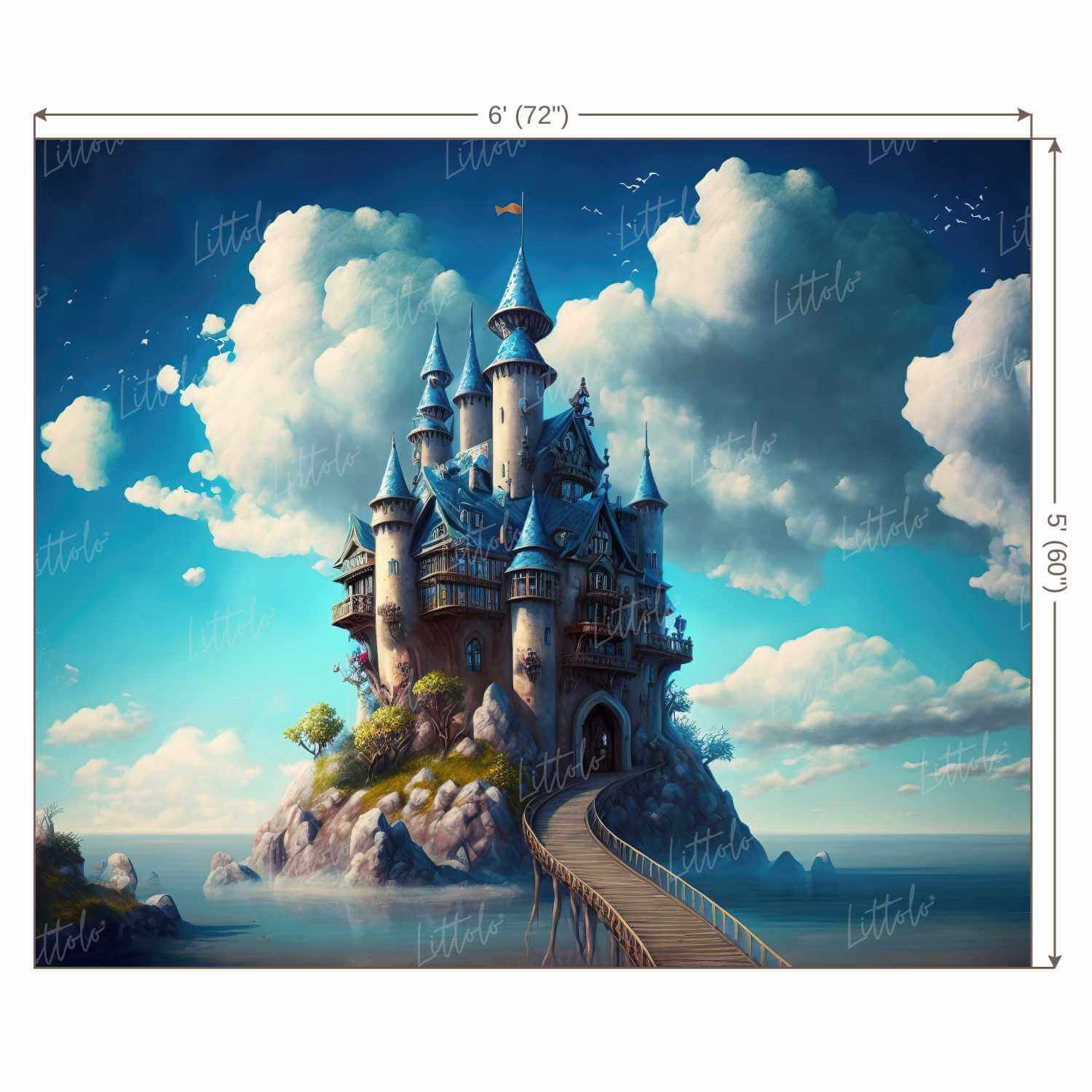 LB0522 Fairytale Princess Prince Castle Backdrop