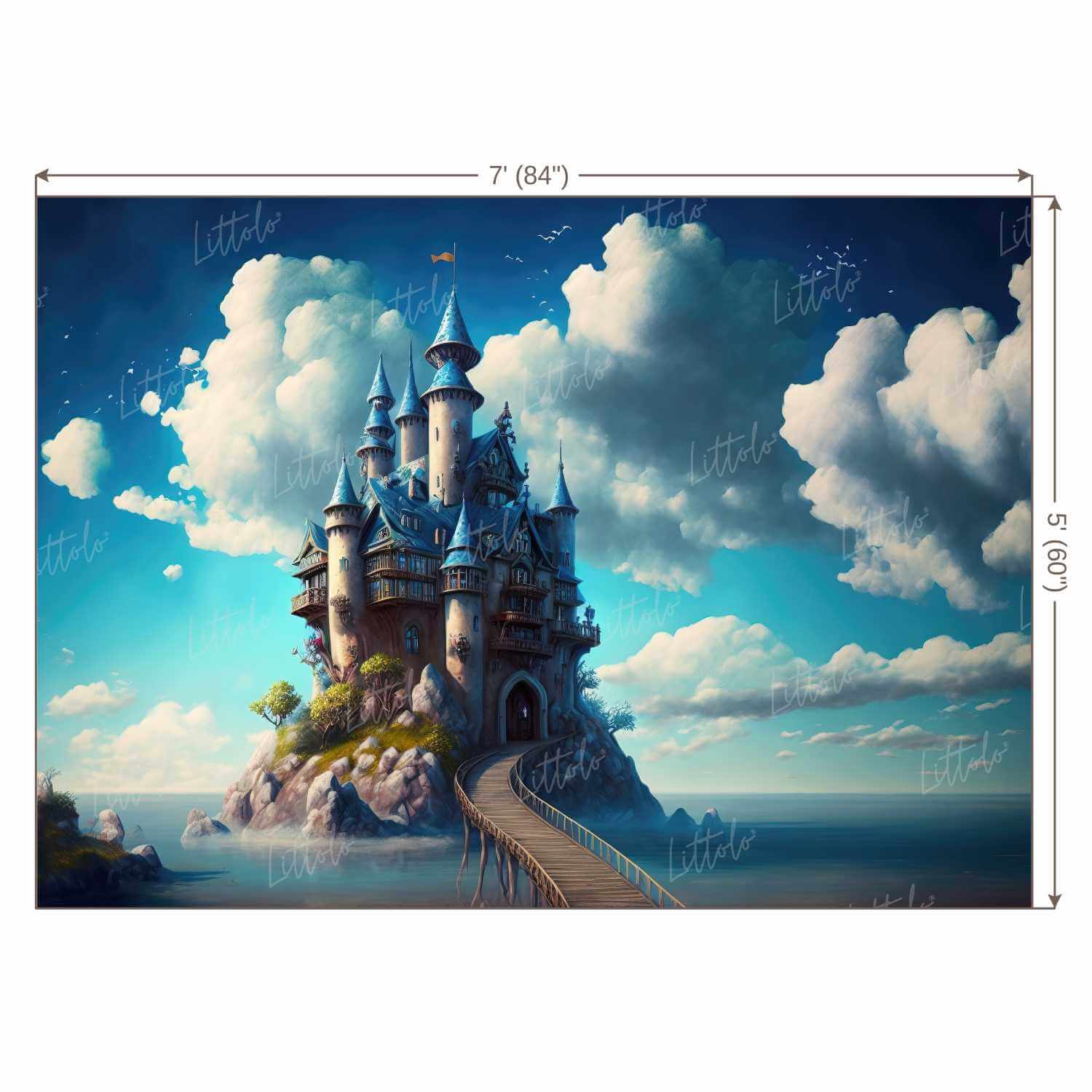 LB0522 Fairytale Princess Prince Castle Backdrop