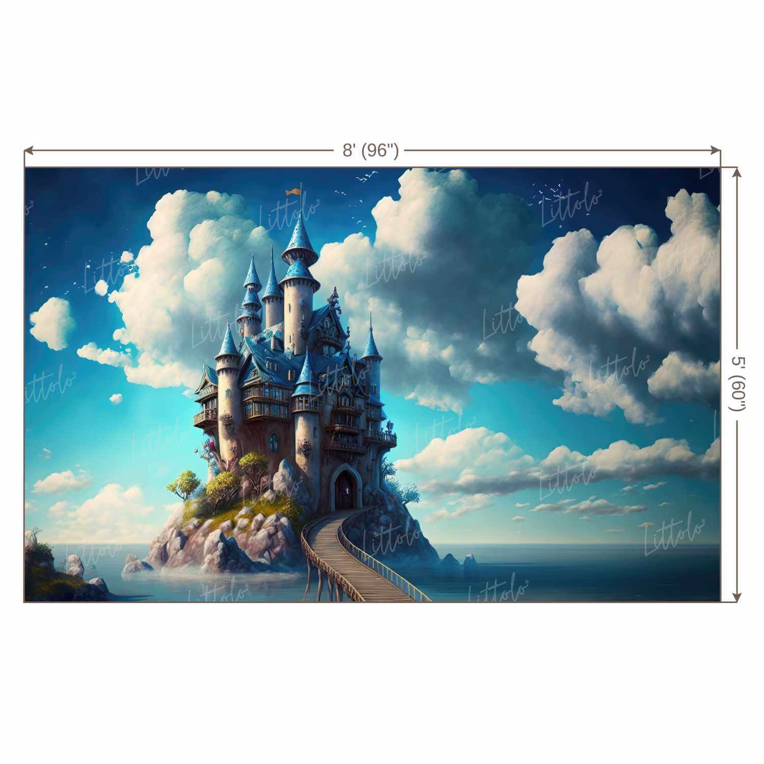 LB0522 Fairytale Princess Prince Castle Backdrop