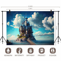 LB0522 Fairytale Princess Prince Castle Backdrop