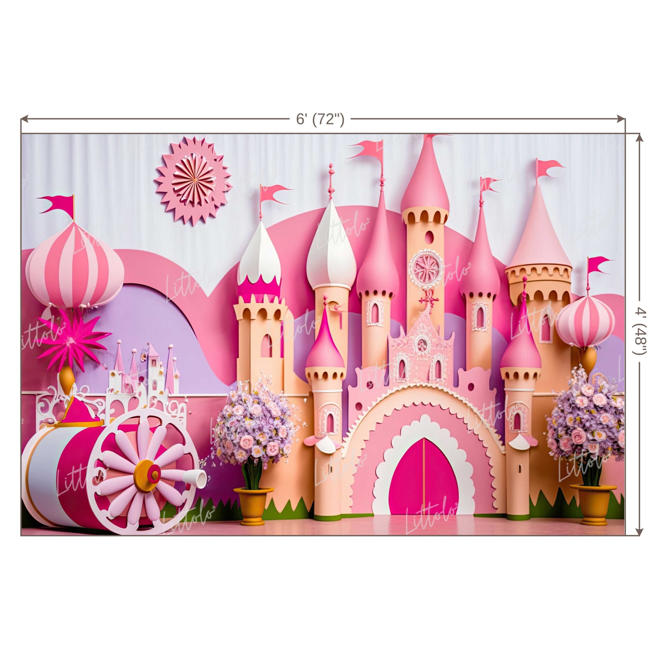 LB0523 Fairytale Princess Prince Castle Backdrop