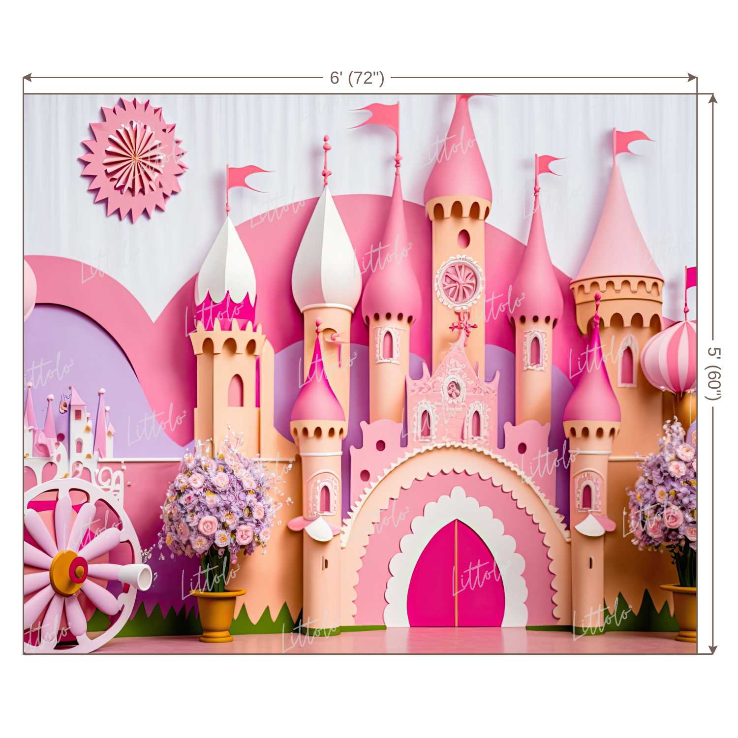 LB0523 Fairytale Princess Prince Castle Backdrop