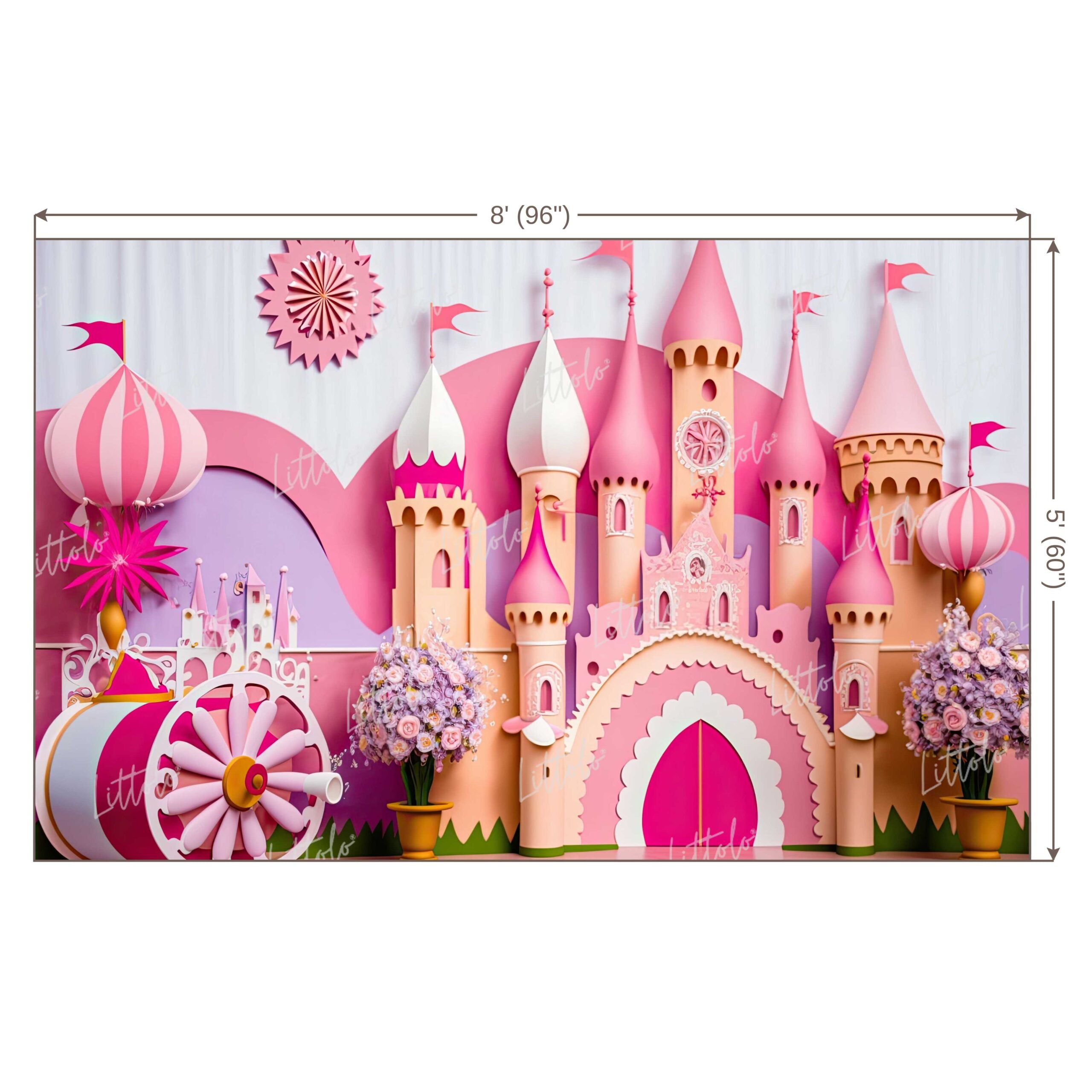 LB0523 Fairytale Princess Prince Castle Backdrop